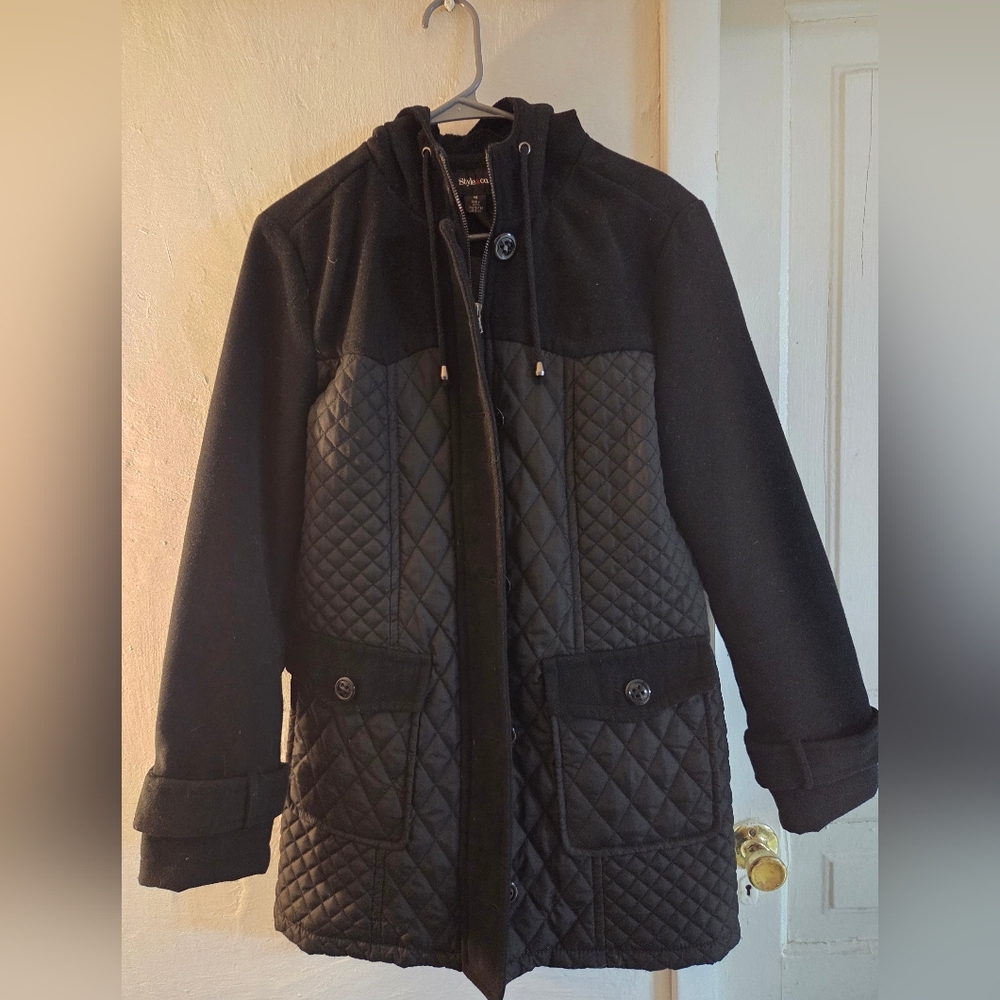 Style & Co. Black Hooded Jacket